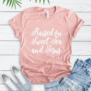 RAISED ON SWEET TEA JESUS GRAPHIC TEE SHIRT